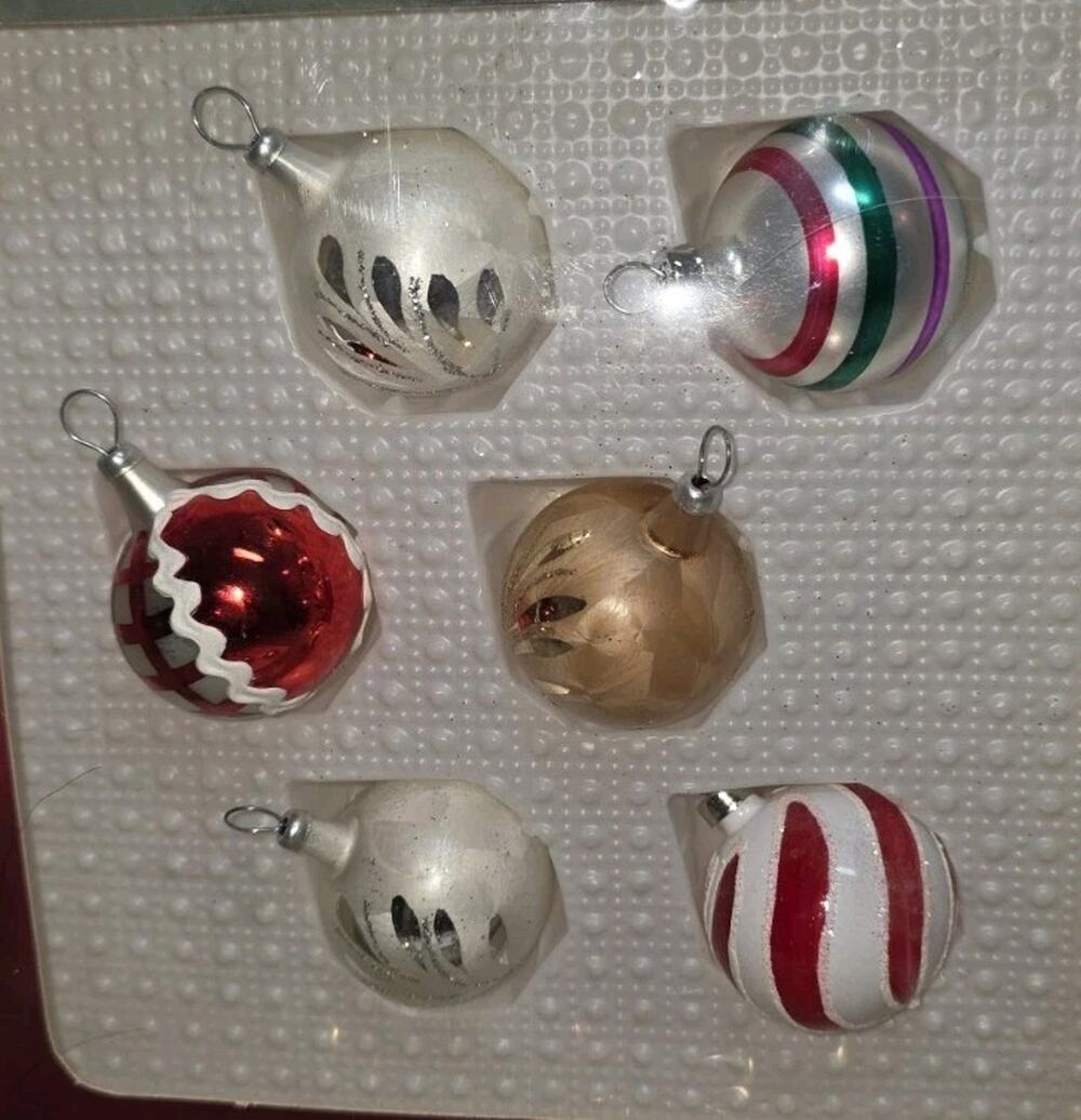 Vtg Holiday Time HandCrafted Round Glass Ornaments Mini Christmas 2 Boxes NIB